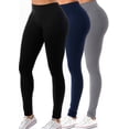 thumbnail image 1 of 3 Pack Women's High Waisted Leggings Ultra Soft Wide Waistband Pants S-3XL Plus Size Available, 1 of 6