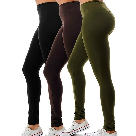 3 Pack Women's High Waisted Leggings Ultra Soft Wide Waistband Pants S-3XL