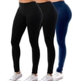 thumbnail image 1 of 3 Pack Women's High Waisted Leggings Wide Elastic Tummy Control Legging Pants For Women Size S-3XL, 1 of 4