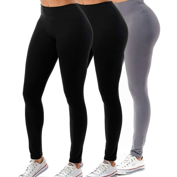3 Pack Women's High Waisted Leggings Wide Elastic Tummy Control Legging Pants For Women Size S-3XL