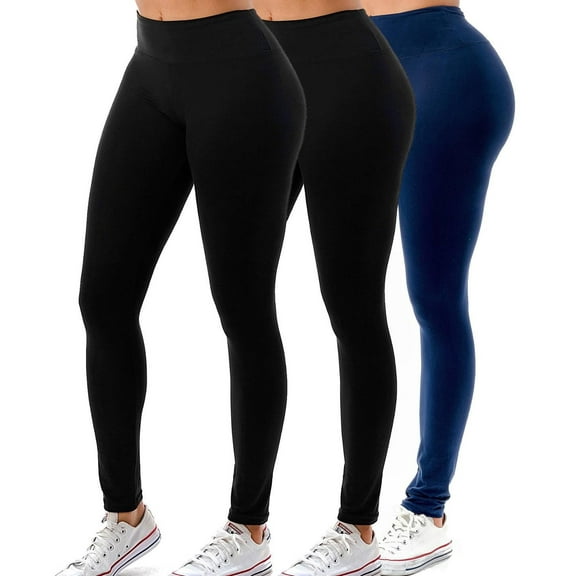 3 Pack Women's High Waisted Leggings Wide Elastic Tummy Control Legging Pants For Women Size S-3XL