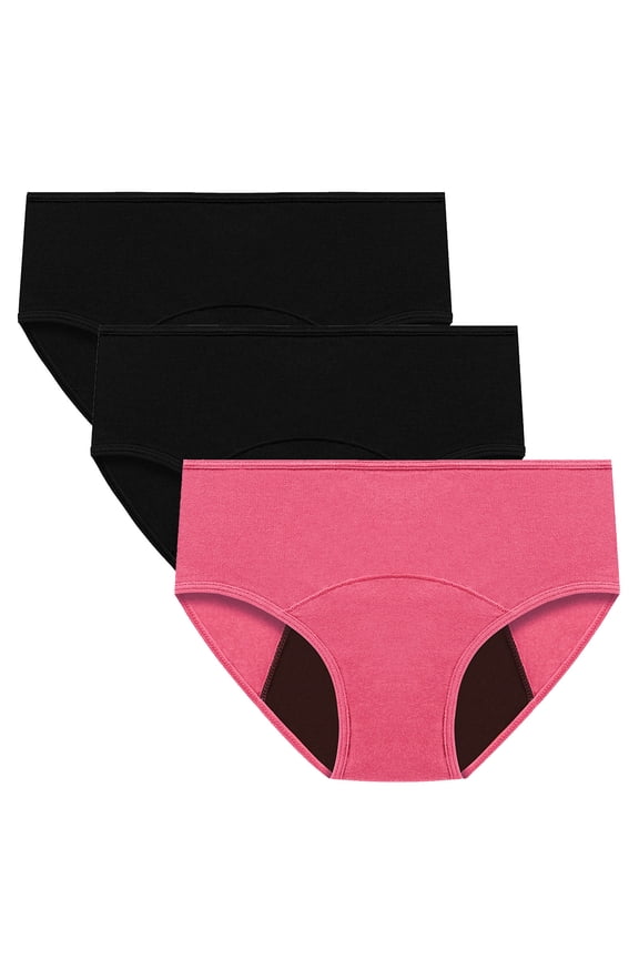 3 Pack Women's Leakproof Period Underwear Heavy Flow High Waisted Postpartum Menstrual Panties