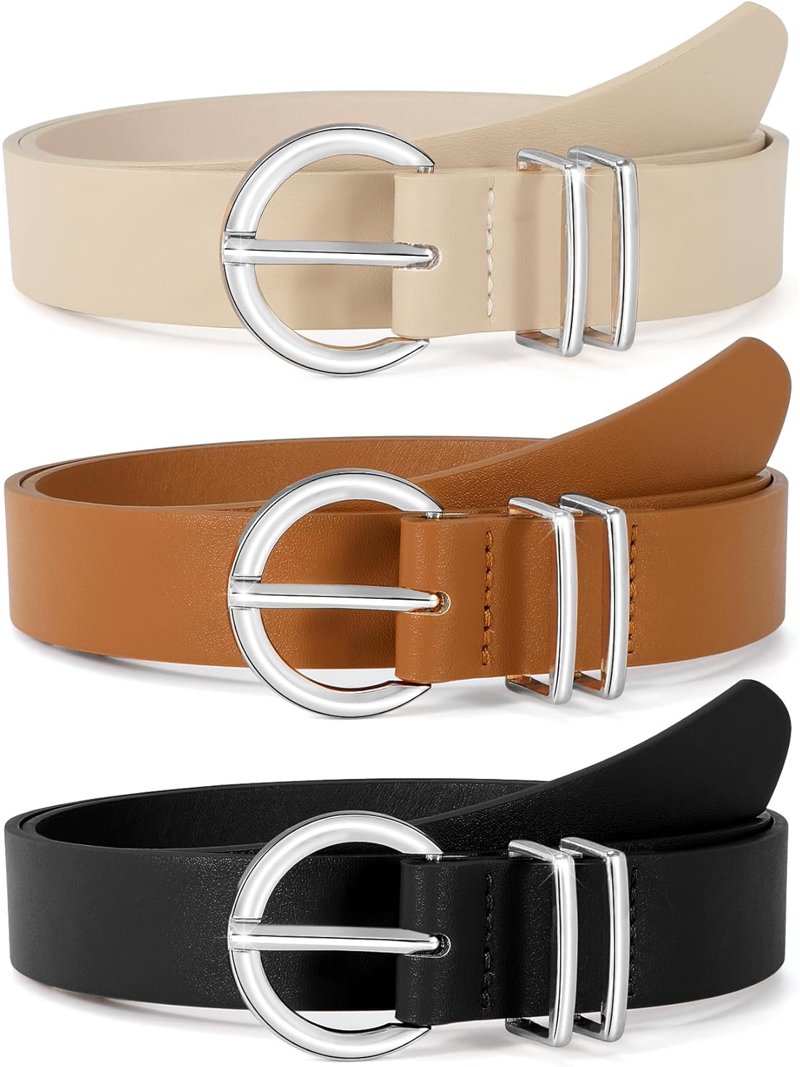 Women\'s 3 Pack Leather Belts with Gold Buckle for Jeans Dresses WHIPPY Women main image 4