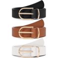 thumbnail image 1 of 3 Pack Women's Leather Belts for Jeans Pants Fashion Gold Buckle Ladies Dress Belt, 1 of 6