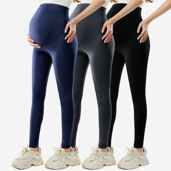 3 Pack Women's Maternity Leggings Over The Belly Pregnancy Activewear Workout Yoga Tights Pants Black XL