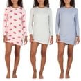 thumbnail image 1 of 3 Pack: Women's Nightshirt Long Sleeve Ultra-Soft Print Nightgown Sleep Dress (Available In Plus Size), 1 of 5