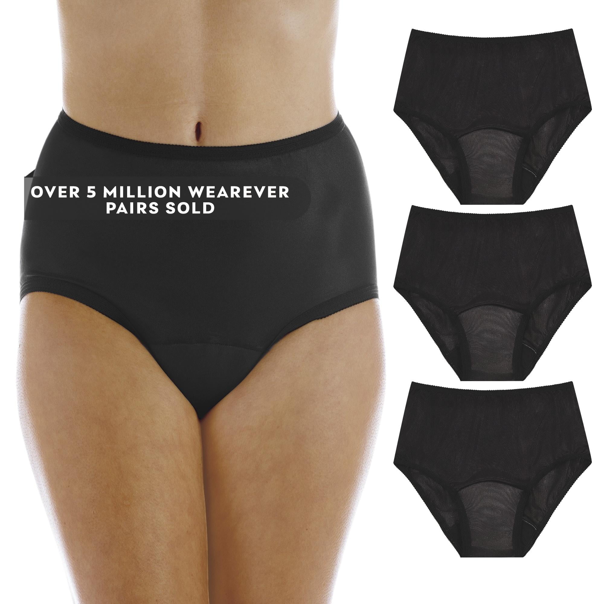 3-Pack Women's Nylon Regular Absorbency Incontinence Panties Black 1X (Fits  Hip 43-44)
