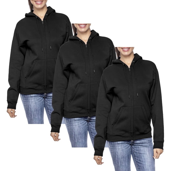 3-Pack Women’s Oversize Loose Fit Fleece-Lined Full-Zip Hoodie (S-2XL)