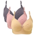 thumbnail image 1 of 3 Pack Women's Plus Size Bras Adjustable Strap Wireless Bra Push Up Everyday Comfortable Bras Full Coverage Underwear (XS, 4-Multicolor), 1 of 8