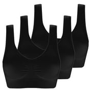 PRETTY COMY 3 Pack Women's Plus Size Pure Comfort Seamless Wirefree Bras,Cozy Pullover Bra Underwear,Push up Brassiere,Yoga Fitness Tops Sports Bras for Exercise and Offers Back Support(Black,3XL)