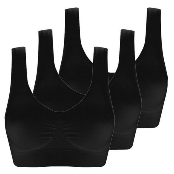 3 Pack Women's Plus Size Pure Comfort Seamless Wirefree Bras,Cozy Pullover Bra Underwear,Push up Brassiere,Yoga Fitness Tops Sports Bras for Exercise and Offers Back Support(Black,3XL)