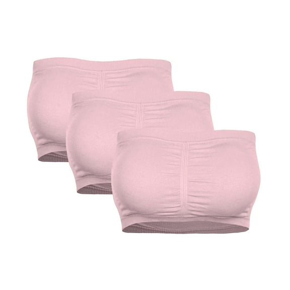 3 Pack Women's Plus Size Strapless Bras for Women Seamless Bandeau Crop Tube Top Bra Strapless Padded Bralette
