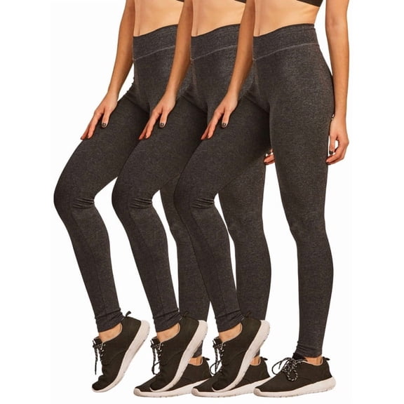 3 Pack Women's Premium Cotton Leggings Full Length With High Wide Waistband S-3XL High Waisted Leggings Ankle No See-Through Workout Running Yoga Pants for Women Tummy Control Activewear Womenswear