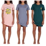 3 Pack: Women's Printed Nightshirt Short Sleeve Ultra-Soft Nightgown Sleep Dress (Available In Plus Size)