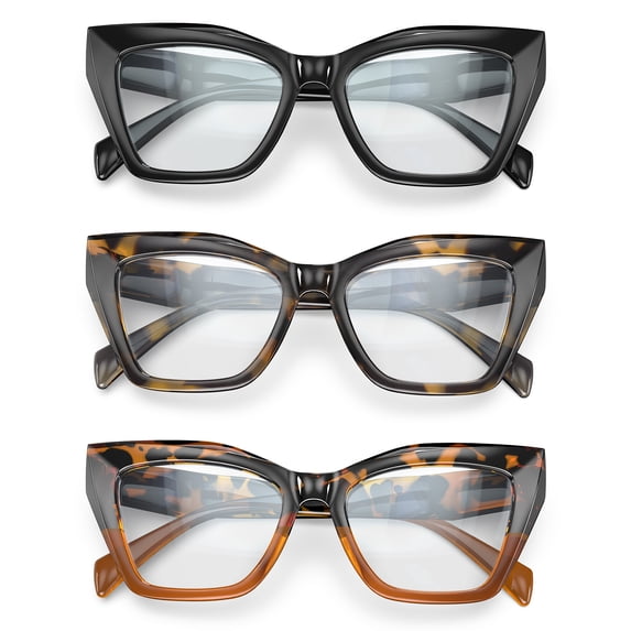3-Pack Women's Reading Glasses with Blue Light Blocking and Anti-Glare Features 3.0X
