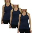 thumbnail image 1 of 3-Pack Women's Regular Fit Cotton Blend Ribbed Tank Tops - Soft Breathable, Gym & Lounge Wear (M-2XL), 1 of 5