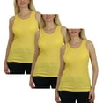 thumbnail image 1 of 3-Pack Women's Regular Fit Cotton Blend Ribbed Tank Tops - Soft Breathable, Gym & Lounge Wear (M-2XL), 1 of 5