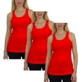 thumbnail image 1 of 3-Pack Women's Regular Fit Cotton Blend Ribbed Tank Tops - Soft Breathable, Gym & Lounge Wear (M-2XL), 1 of 5
