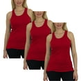thumbnail image 1 of 3-Pack Women's Regular Fit Cotton Blend Ribbed Tank Tops - Soft Breathable, Gym & Lounge Wear (M-2XL), 1 of 5