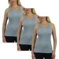 thumbnail image 1 of 3-Pack Women's Regular Fit Cotton Blend Ribbed Tank Tops - Soft Breathable, Gym & Lounge Wear (M-2XL), 1 of 5