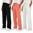 thumbnail image 1 of Real Essentials 3 Pack: Women's Relaxed Fit Fleece Open Bottom Sweatpants - Casual Athleisure (Available In Plus), 1 of 6