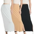 thumbnail image 1 of 3 Pack: Women's Ribbed High Waisted Maxi Skirt With Side Slit - Casual Long Pencil Skirt, 1 of 6