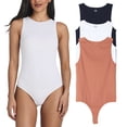 thumbnail image 1 of 3 Pack: Women’s Ribbed Sleeveless Bodysuit Racerback Halter High Neck Tank Tops Sexy Outfit, 1 of 6