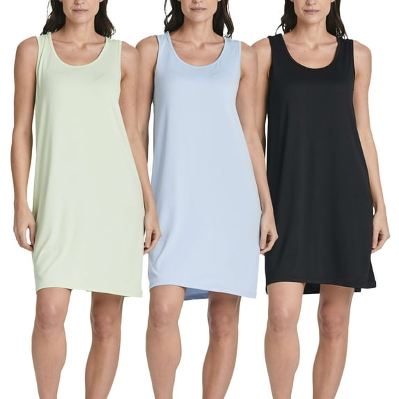 3 Pack: Women's Scoop Neck Sleeveless Nightgown Sleep Dress Nightshirt (Available In Plus)