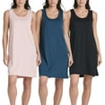 thumbnail image 1 of 3 Pack: Women's Scoop Neck Sleeveless Nightgown Sleep Dress Nightshirt (Available In Plus), 1 of 6