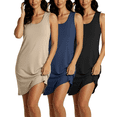 thumbnail image 1 of Real Essentials 3 Pack: Women's Scoop Neck Sleeveless Nightgown Sleep Dress Nightshirt (Available In Plus), 1 of 5