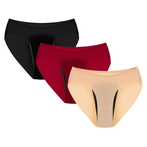 3 Pack Women's Seamless Briefs Comfort Ice Silk Underwear Mid Waist Panties 