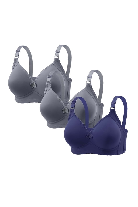 3-Pack Women's Seamless Support Bra Set for Everyday Wear, Soft Lifting Design with High Elasticity, Comfortable Polyester Material, Hand Wash Recommended