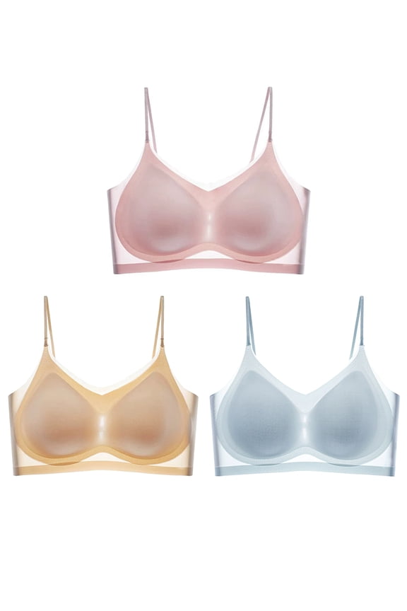 3 Pack Women's Seamless Ultra-Thin Ice Silk Bra, Breathable Ice Silk Daily Bra with Removable Pads Comfortable Bra, XL-4XL