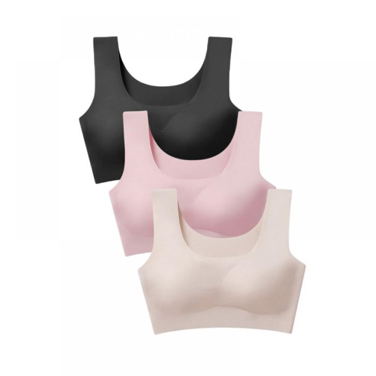 3 Pack Women's Seamless Yoga Bra Scoop Neck Wireless Sleep Bralette With  Removable Pad