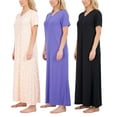 thumbnail image 1 of Real Essentials 3 Pack: Women's Soft Maxi Long Nightshirt Short Sleeve Soft Nightgown Sleep Dress (Available in Plus Size), 1 of 7