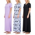 thumbnail image 1 of Real Essentials 3 Pack: Women's Soft Maxi Long Nightshirt Short Sleeve Soft Nightgown Sleep Dress (Available in Plus Size), 1 of 7