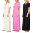 thumbnail image 1 of Real Essentials 3 Pack: Women's Soft Maxi Long Nightshirt Short Sleeve Soft Nightgown Sleep Dress (Available in Plus Size), 1 of 7
