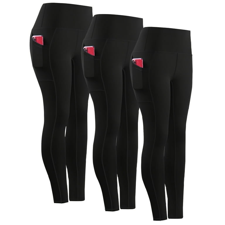 3 Pack Women s Sports Leggings Set Plus Size High High Stretch Tummy Control Side Phone Pocket Soft Yoga Running Leggings Pants Walmart