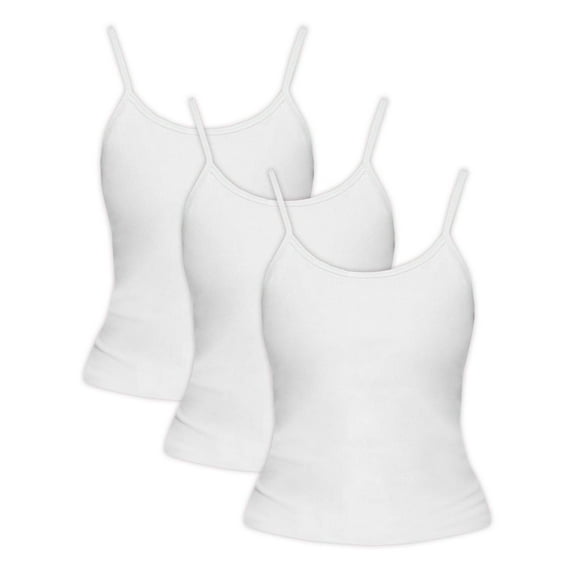 Hanes Women`s Stretch Cotton Cami with Built-In Shelf Bra, O9342, M, White (Pack of 3) 3 White