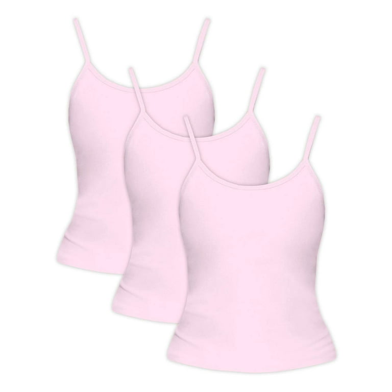 3 Pack Women`s Stretch Cotton Cami with Built-in Shelf Bra