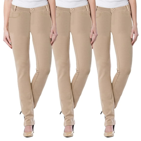 3-Pack Women's Super Stretchy Slim Fit Ponte Pants