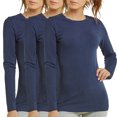thumbnail image 1 of 3 Pack Women’s T-Shirts Cotton Long Sleeve Crew Neck Classic Fit Tees Regular S-L Workout Breathable Casual Solid Comfort Tops Womenswear Basic Spring, 1 of 2