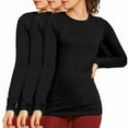 thumbnail image 1 of 3 Pack Women’s T-Shirts Cotton Long Sleeve Crew Neck Classic Fit Tees Regular S-L Workout Breathable Casual Solid Comfort Tops Womenswear Basic Spring, 1 of 3