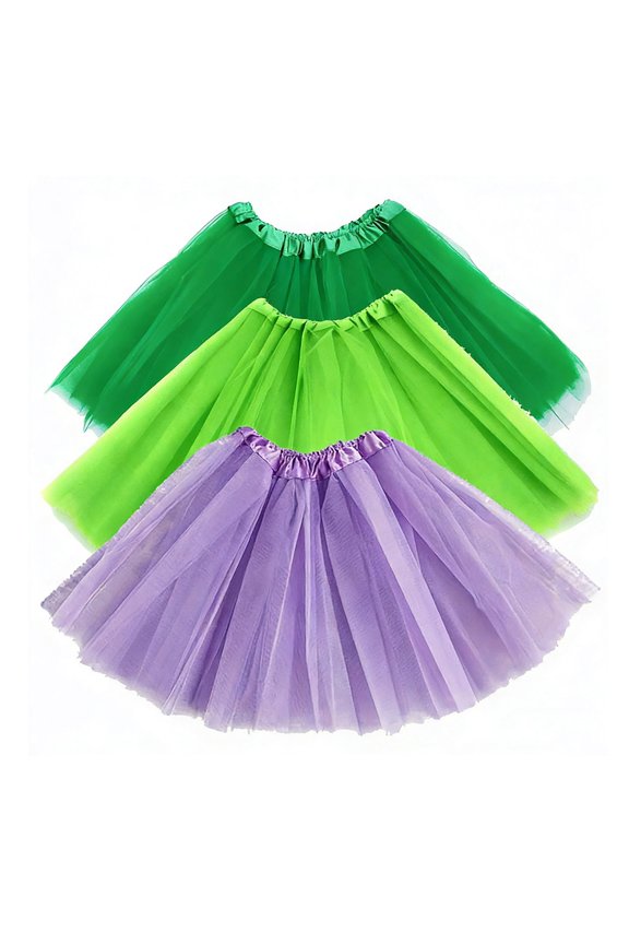 3-Pack Women's Tulle Tutu Skirt Set, Layered Mesh Dance Skirt, Elastic Waist Party Costume Skirt, 3PC Ballet Performance Mini Skirt Purple A