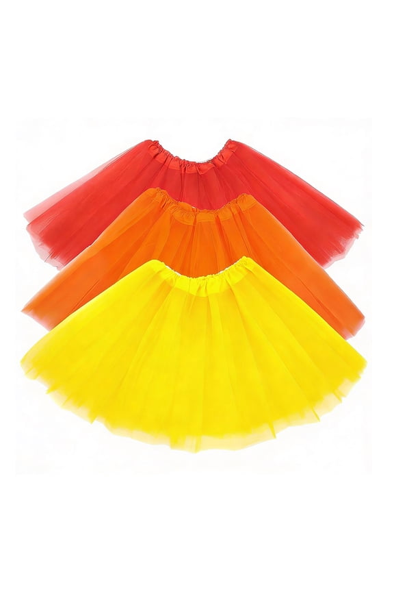 3-Pack Women's Tulle Tutu Skirt Set, Layered Mesh Dance Skirt, Elastic Waist Party Costume Skirt, 3PC Ballet Performance Mini Skirt Red A