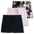 thumbnail image 1 of Real Essentials 3 Pack: Womens Ultra-Soft Comfy Stretch Pajama Lounge Shorts Elegant Sleepwear(Available In Plus Size), 1 of 6