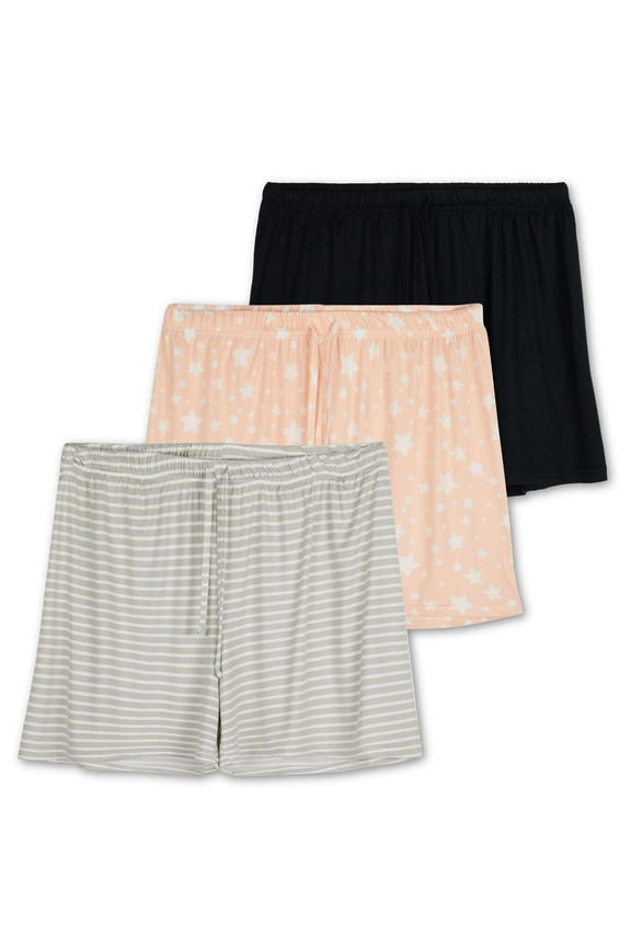 3 Pack: Womens Ultra-Soft Comfy Stretch Pajama Lounge Shorts Elegant Sleepwear(Available In Plus Size)