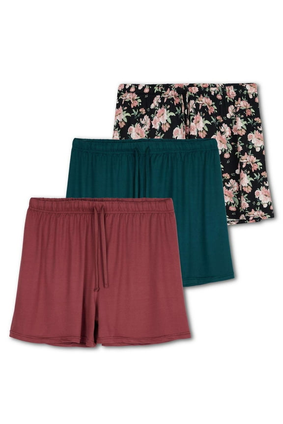3 Pack: Womens Ultra-Soft Comfy Stretch Pajama Lounge Shorts Elegant Sleepwear(Available In Plus Size)