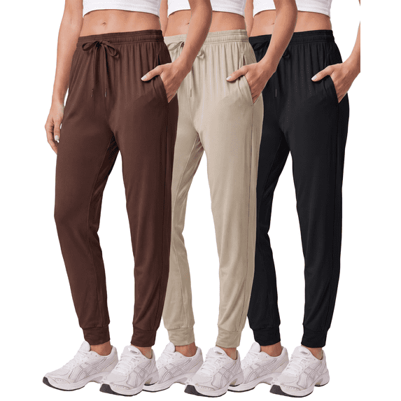 3 Pack Women's Dry Fit Joggers Sweatpants Athletic Casual Lounge Pockets