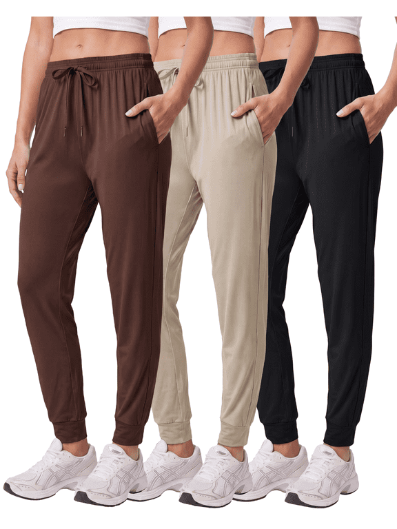 3 Pack Women's Dry Fit Joggers Sweatpants Athletic Casual Lounge Pockets